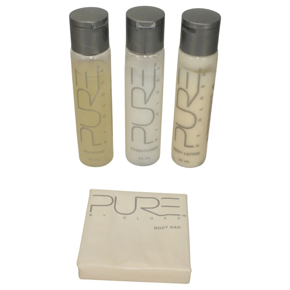PURE by Gloss Trial/Travel/Sample Set of 4 Shampoo Conditioner Lotion Body Bar